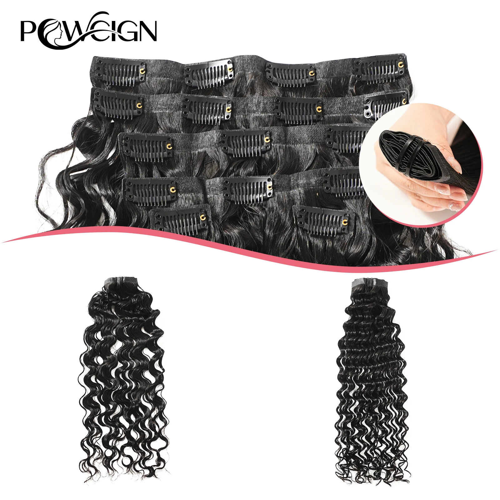 

Заколка из искусственной кожи, натуральные волосы для наращивания, надувные вьющиеся парики из натуральных волос, девственные волосы, глубокая волна в различных случаях, 110 г/упак.