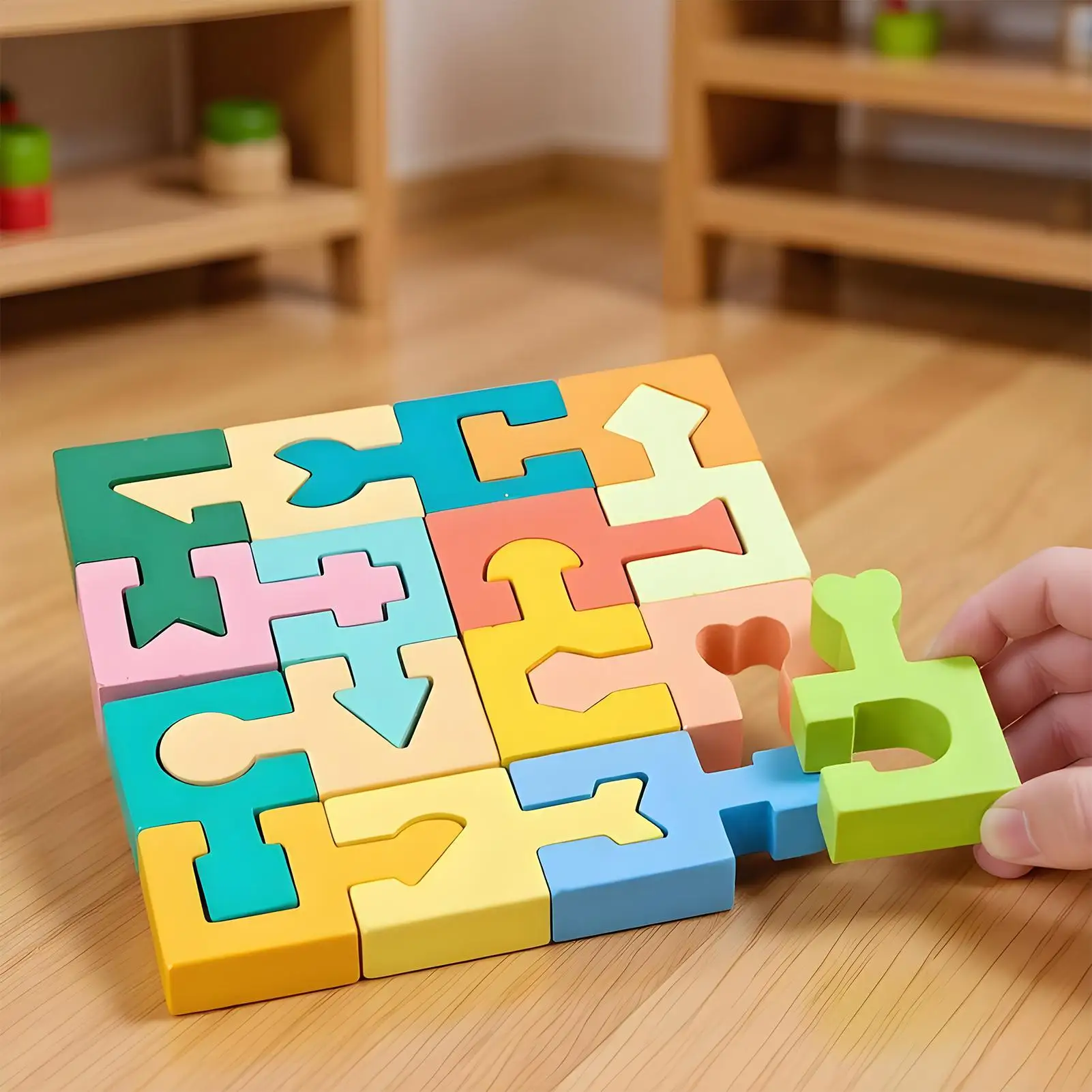 Houten puzzels voor kinderen Geometrische vormen Houten puzzel Montessori Voorschools leren Educatief spel Speelgoed voor kinderen
