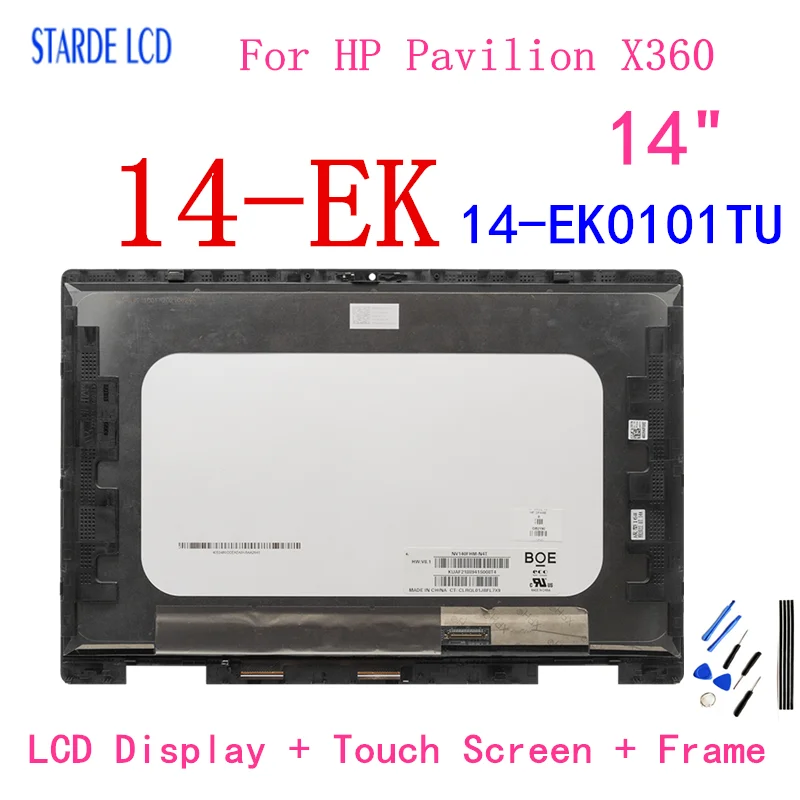 

14.0" Original LCD For HP Pavilion X360 14-EK 14-EK0101TU LCD Display Touch Screen Digitizer Assembly Frame FHD 1920*1080 30pins