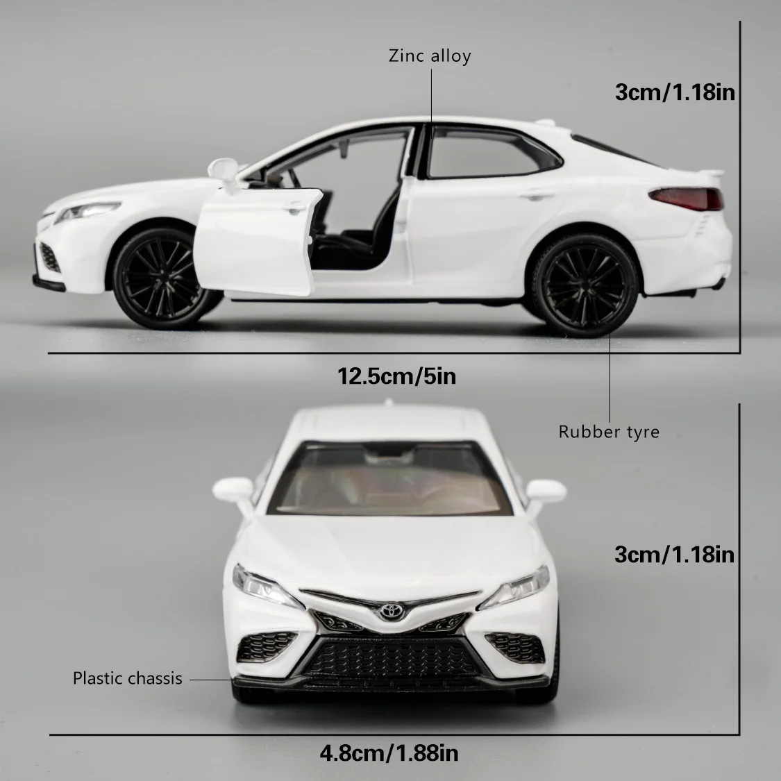 RMZ CITY 1/36 Scale Toyota Camry Diecast Model Car, Zinc Alloy Pull Back Vehicles Toy Cars, Cars Gifts For Boys Girls, White