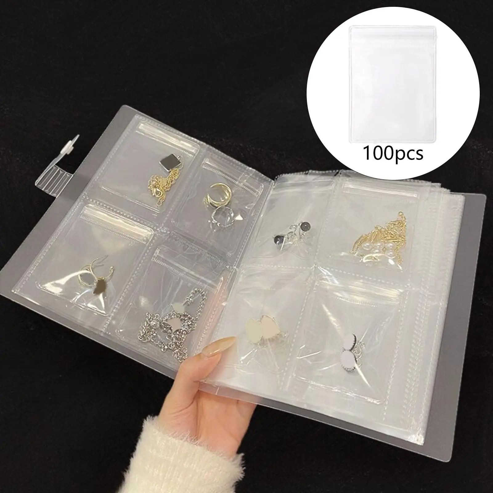 100x Small Clear Jewelry Bags Zipper Top Lock Jewelry Storage Bags for Jewelries Earrings