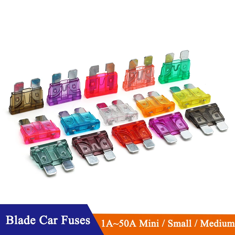 10~100Pcs Car fuse 1A/2A/3A/4A~50A 12V plug-in accessories Safe and fast response effectively protect the car circuit operation