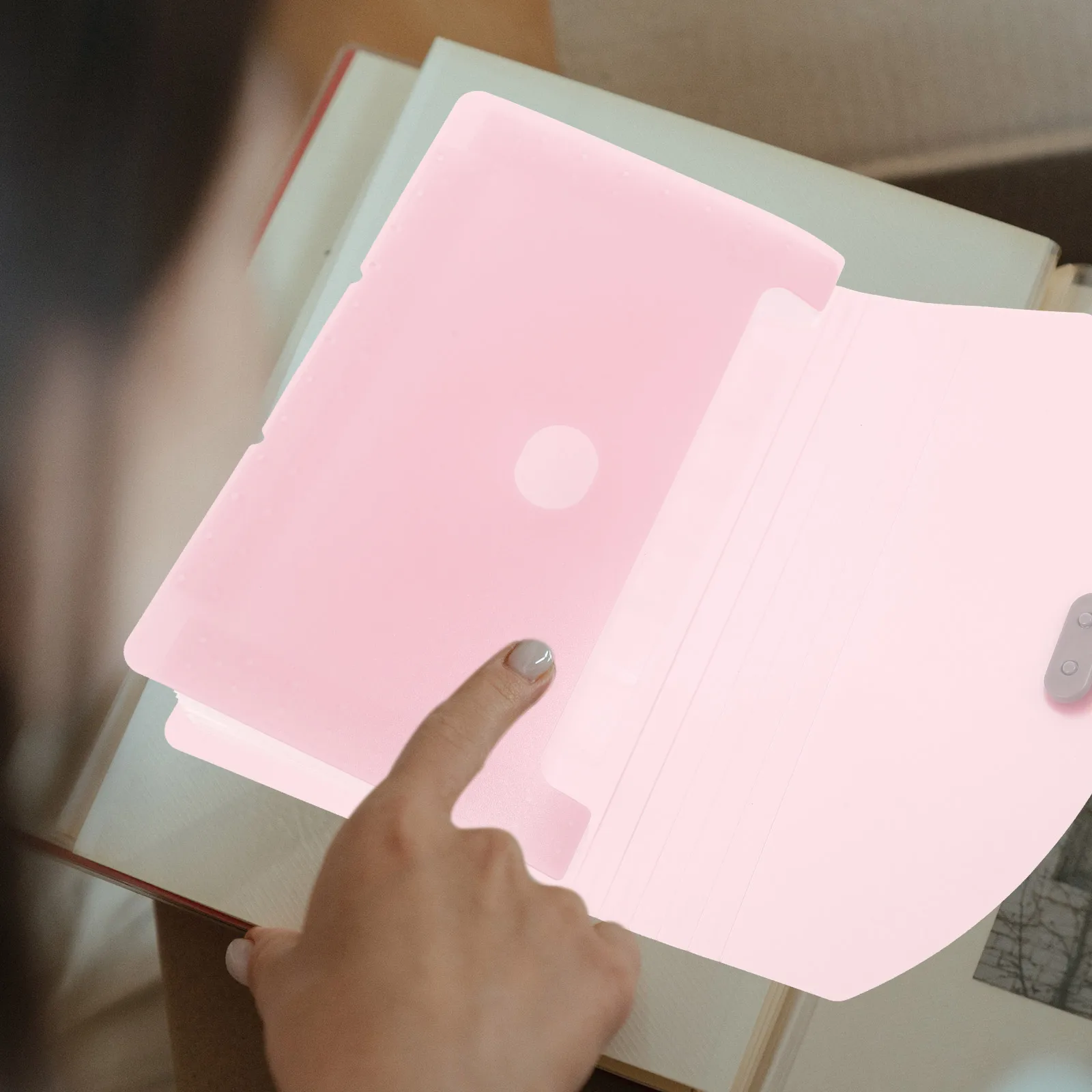 

1pc Lovely Portable Large Capacity Document Folder File Organizer Accordion Binder Storage Holder For Office Home School Pink