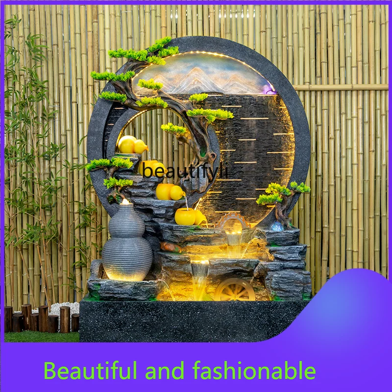 Artificial Mountain and Fountain Living Room Water Curtain Wall Screen Circulating Water Landscape Decoration Lucky Decoration