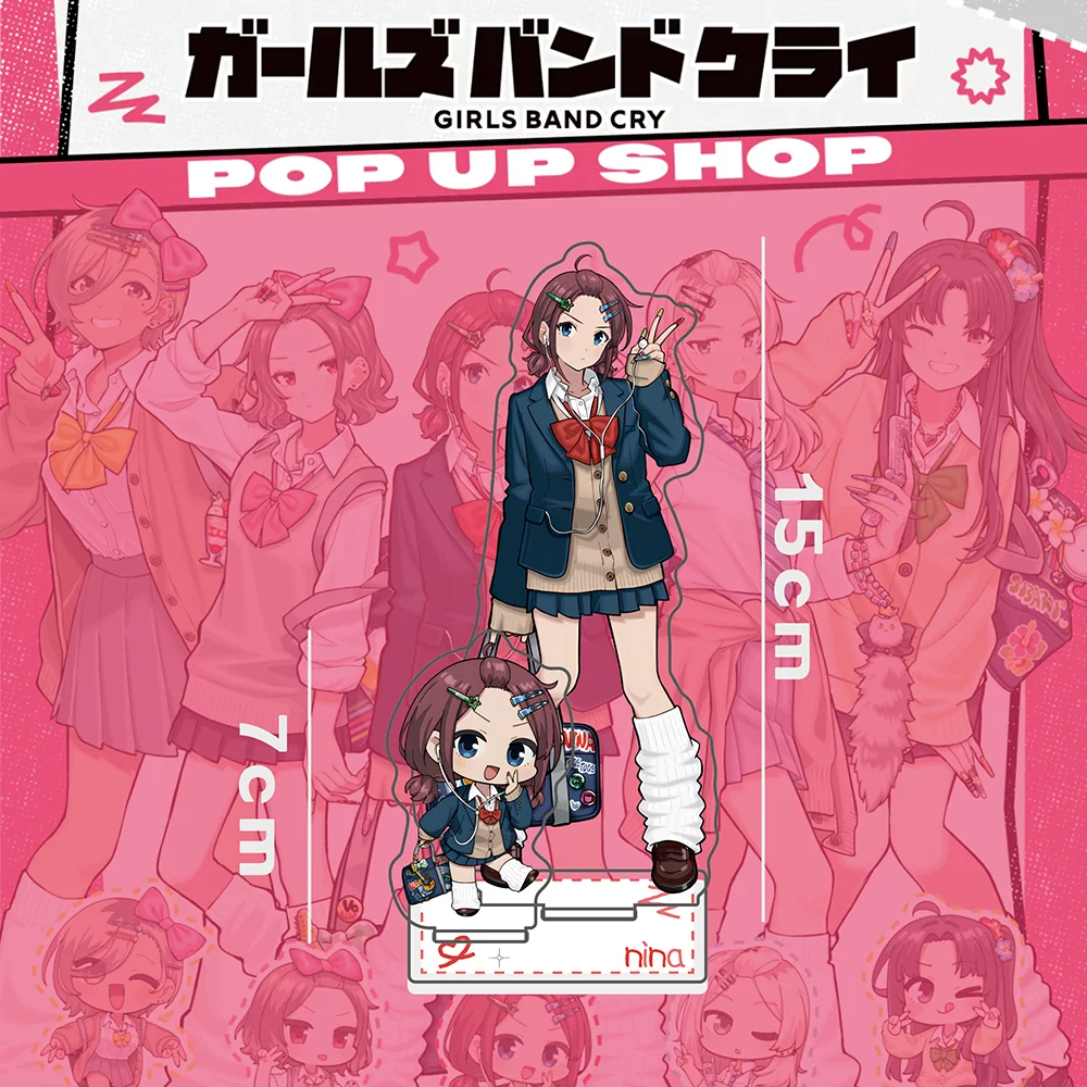 حار بنات الفرقة صرخة مزدوجة فتحة الاكريليك الوقوف ، أنيمي عرض V-اليد تشكل ، نينا سوبارو تومو موموكا ، أنيمي مكتب عرض الشكل