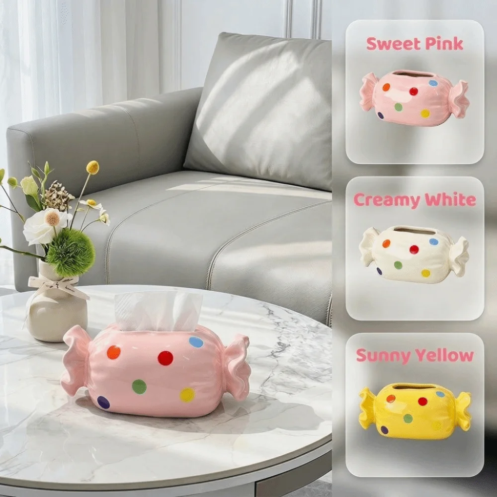 

Storage Box Decorative Candy Tissue Box Modern Cute Napkin Holder Unique Gift Polka Dot Paper Box Living Room