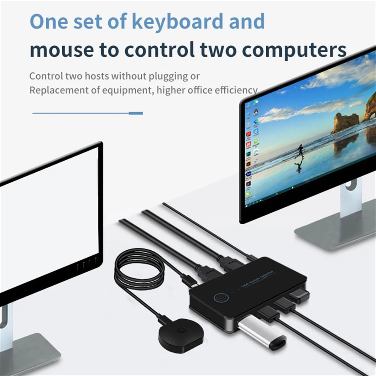 

USB KVM Switch USB Shared Switcher 2 in 4 Out for Laptop PC Keyboard Mouse Printer USB Switch Hub Adapter USB 3.0 Hot-ABRJ