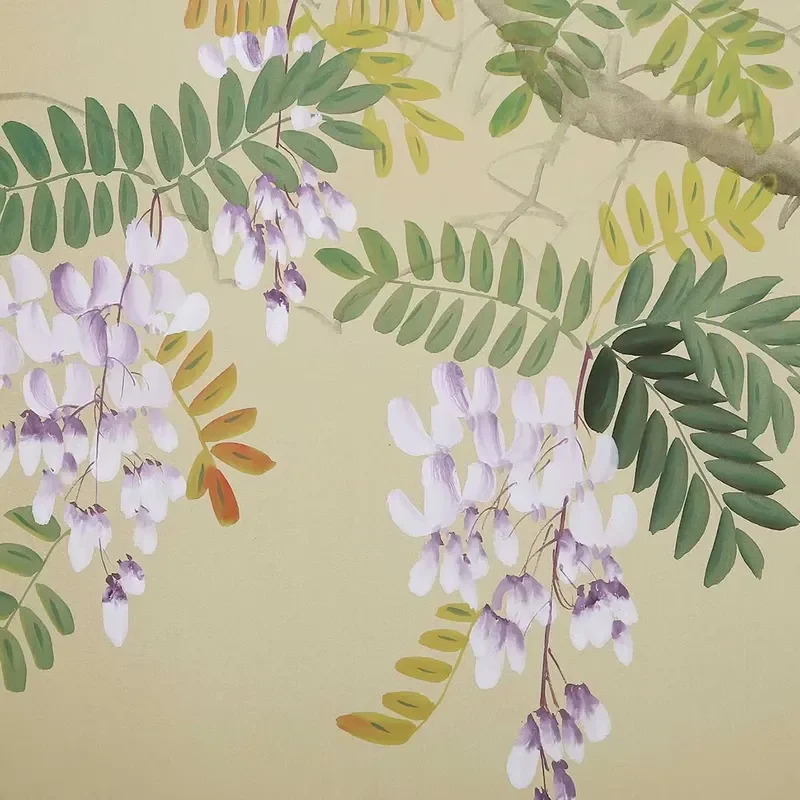 Graceful Fine Ink Painted Chinoiserie Non-woven Wallpaper