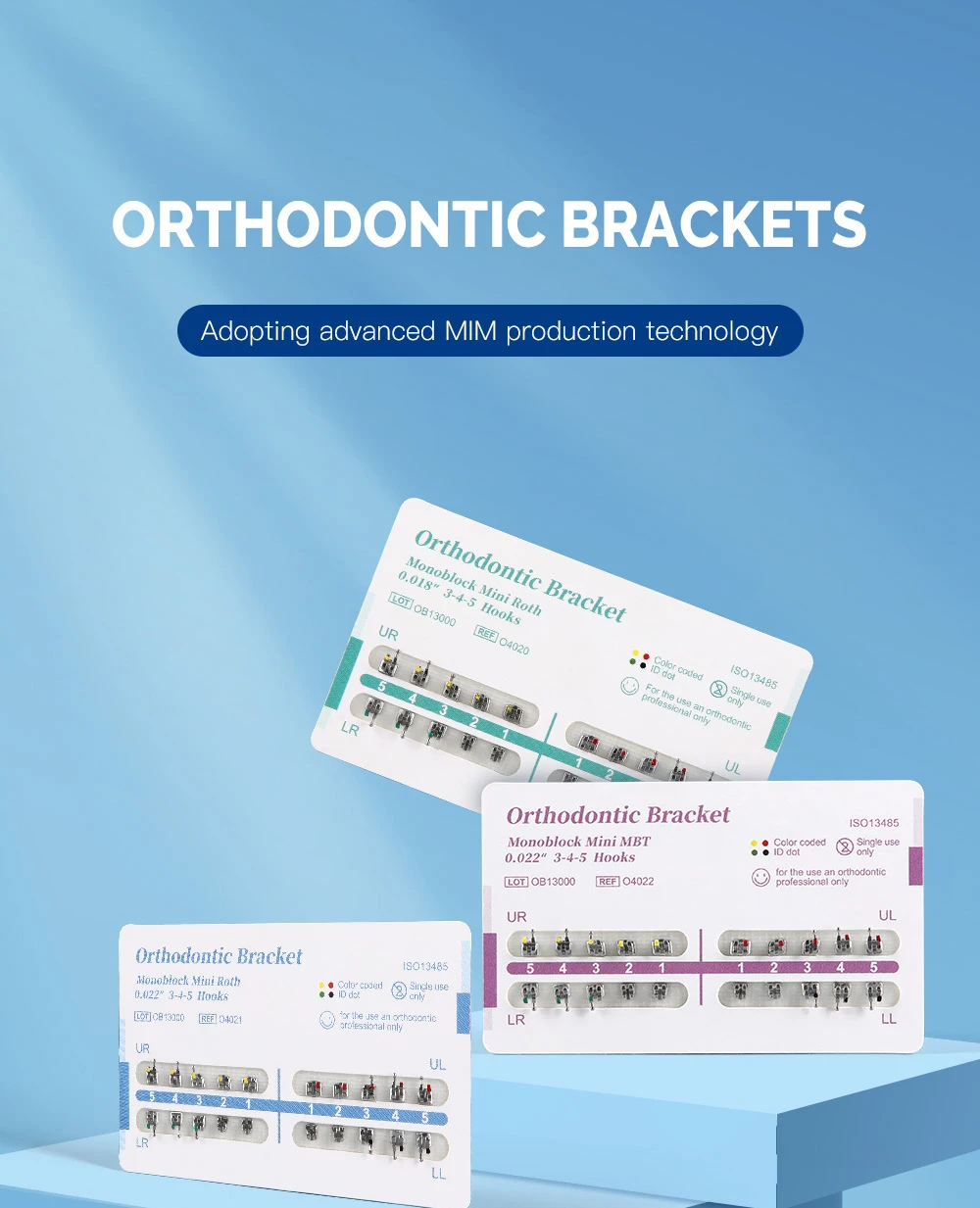 10 Packungen AZDENT Dental Brackets Kieferorthopädische Klammer MIM Monoblock Metall Mini Roth MBT Slot 0,022 0,018 Haken 3-4-5 – Detail 1