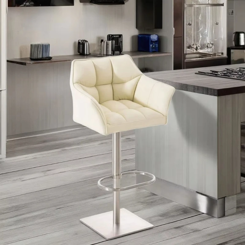 Adjustable height stainless steel rotating bar chair front desk backrest island table high stool