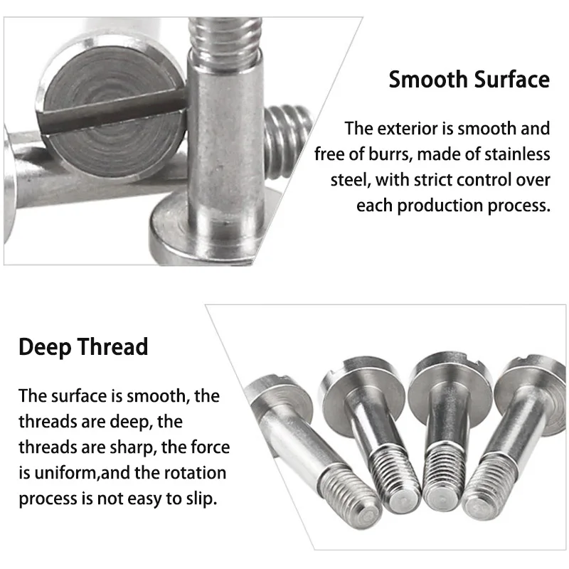 1Pcs M5 D5 Stainless Steel Slotted Shoulder Screws Axle Sleeve Machine Screws Smooth Shank Half Male Thread Bolts for Machinery