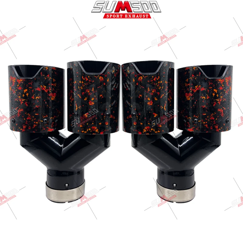 Genuine SUMSOO Dual Carbon Fiber + Stainless Steel Universal Carbon Fiber Exhaust Tips End Pipes Muffler Tips