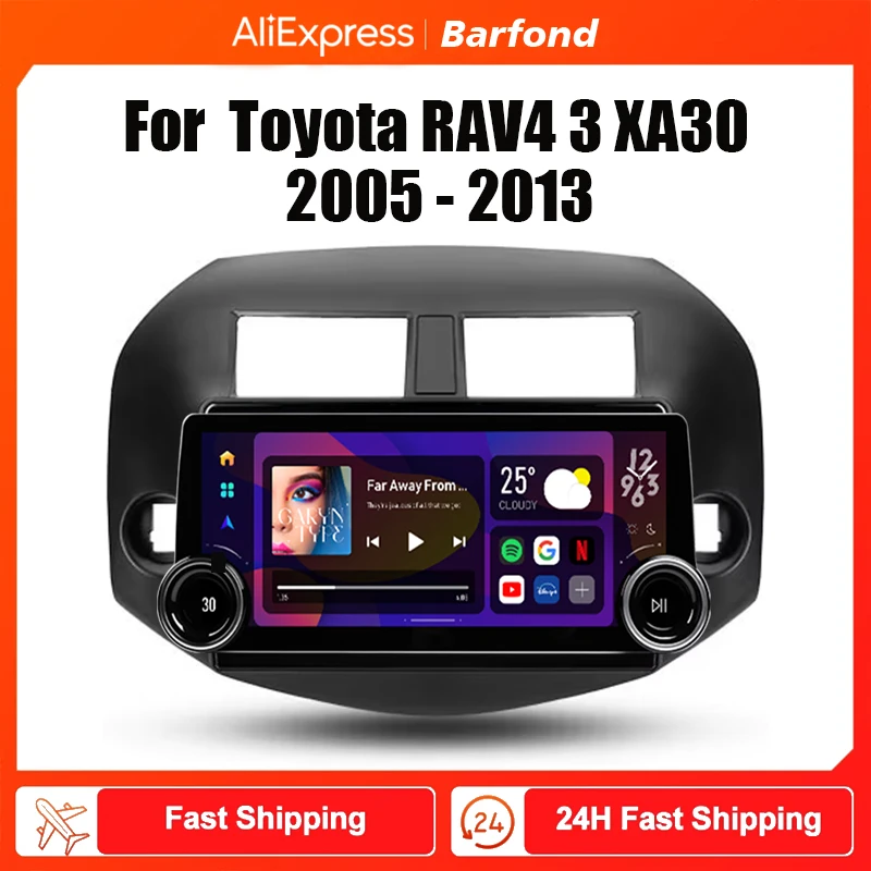 12.3inch Android Car Multimedia video Player For Toyota RAV4 3 XA30 2005 - 2013 large screen radio 2DIN Carplay navigation