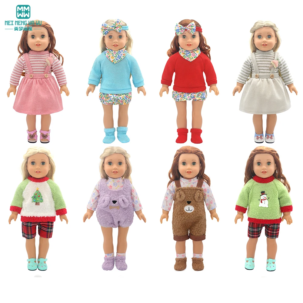 Clothes for Doll Stylish Plush Suits, Dresses Fits 40-45cm New Born Dolls American Dolls Toys Gifts