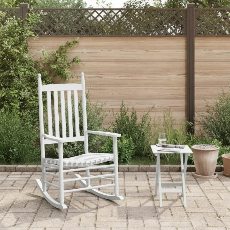 Chaise à bascule en bois de peuplier massif 120x70x95 cm avec table d'appoint pliable, design ergonomique, accoudoirs larges, dossier à lattes pour salon, terrasse, jardin, intérieur et extérieur, traitement au fluorfen sodique