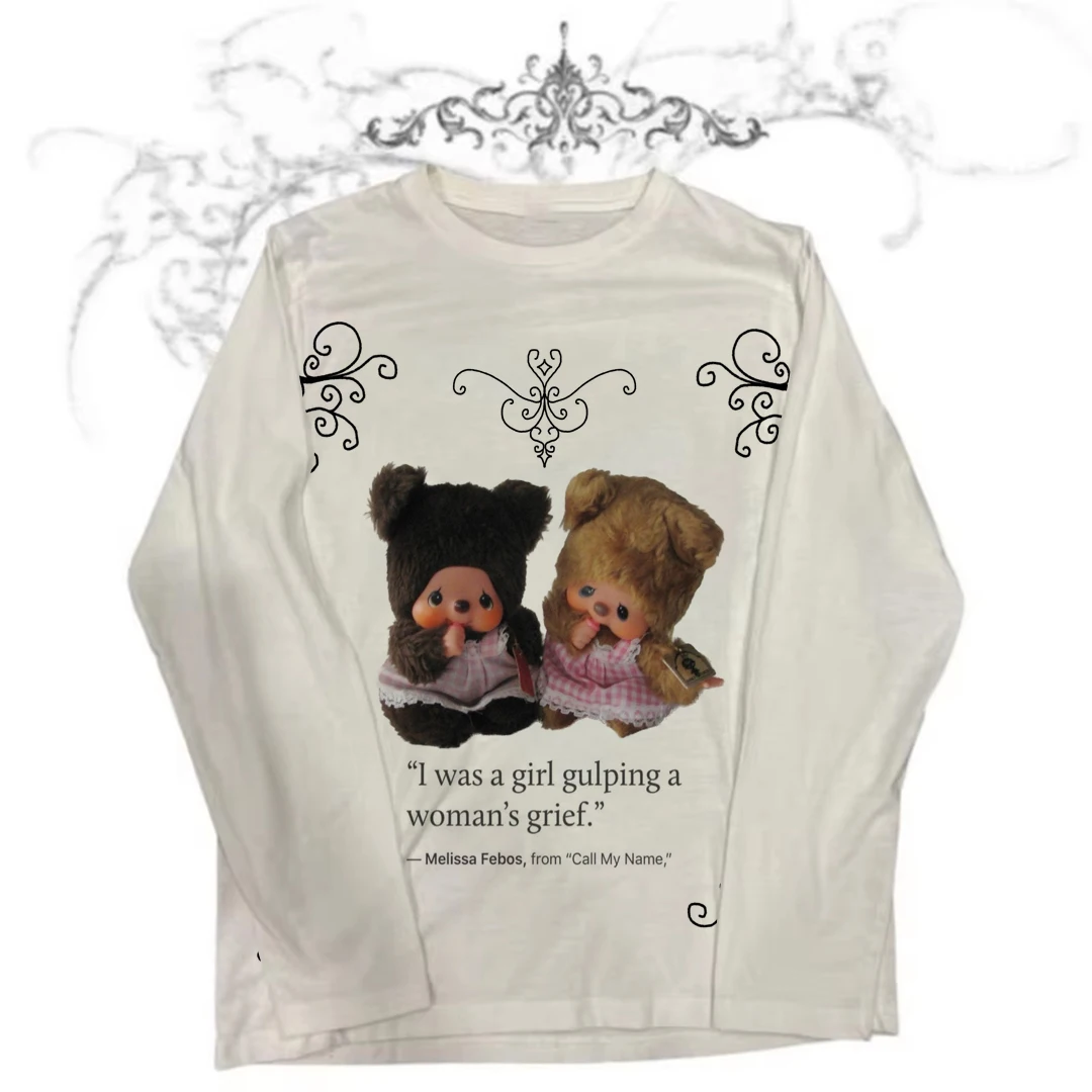 

Футболка Y2k Kpop Trashy Y2k 2000-е Топы Укороченный топ Женская одежда Женские графические футболки Эмо с длинным рукавом Весна 2025 Женщина Гот