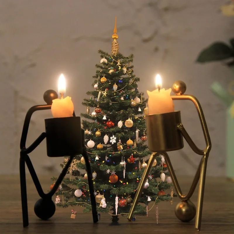 

Creative Abstract Character Wrought Iron Candlestick Ornaments Iron Wire Villain Home Study Table Decorations Candle Holder