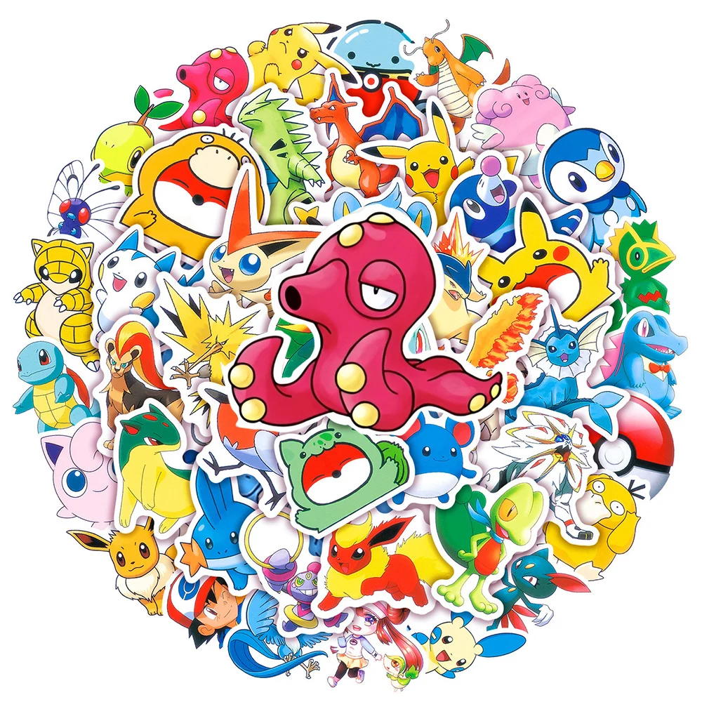 10/30/50pcs Anime Pokemon Graffiti Stickers Classic Manga Decals Toys DIY Skateboard Laptop Waterproof Cute Pikachu Sticker
