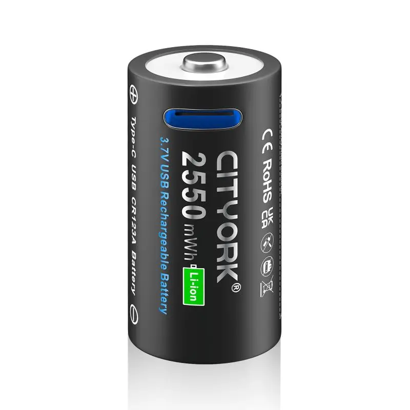 CITTORK 100% pojemność 3,7 V CR123 CR123A akumulator typu C USB ładowanie RCR123 16340 16350 baterie litowo-jonowe