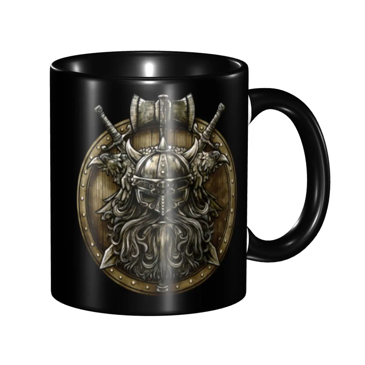 DIY Viking Shield Ceramic Mugs Custom Valhalla Coffee Cup Creative Present