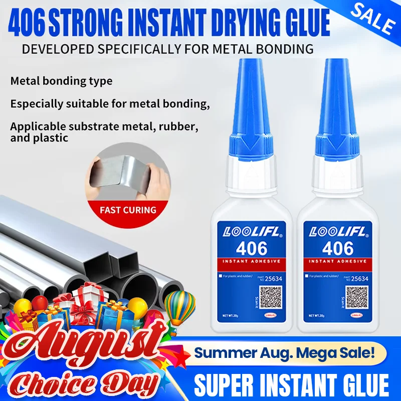 LOOLIFL 406 Glue Instant Quick Dry Cyanoacrylate Strong Adhesive Universal Fast Repairing Glue For Wood Plastic Jewelry Glue
