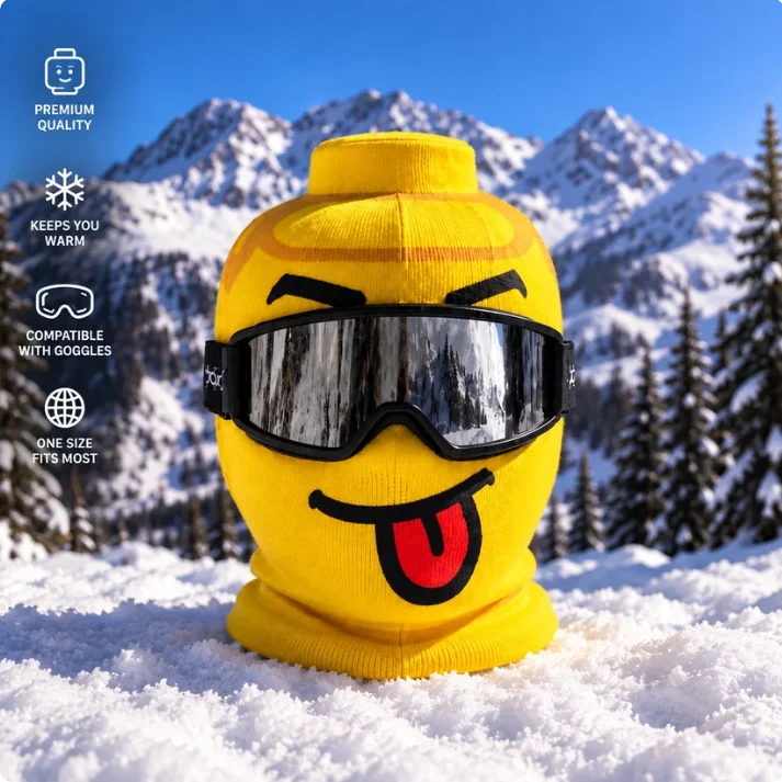 3D Funny Printed Balaclava Full Face Mask Windproof Breathable Ski Headwear Funny Face Cover for Outdoor Cycling Snowboarding