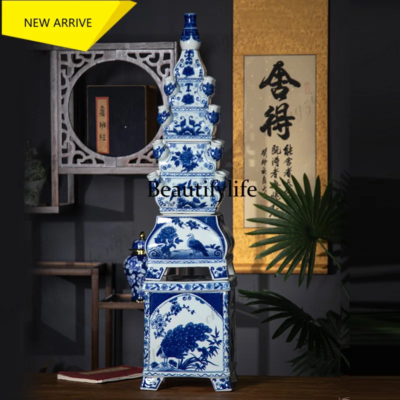 MM182 New Chinese ceramic floor-to-ceiling pagoda vase Ceramic vase Hydroponic floor-to-ceiling large vase