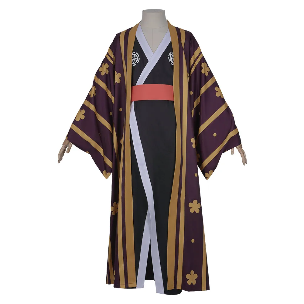 One Piece Trafalgar Law/Trafalgar D Water Law Cosplay Costume Kimono Robe Full Outfit Halloween Carnival Costumes