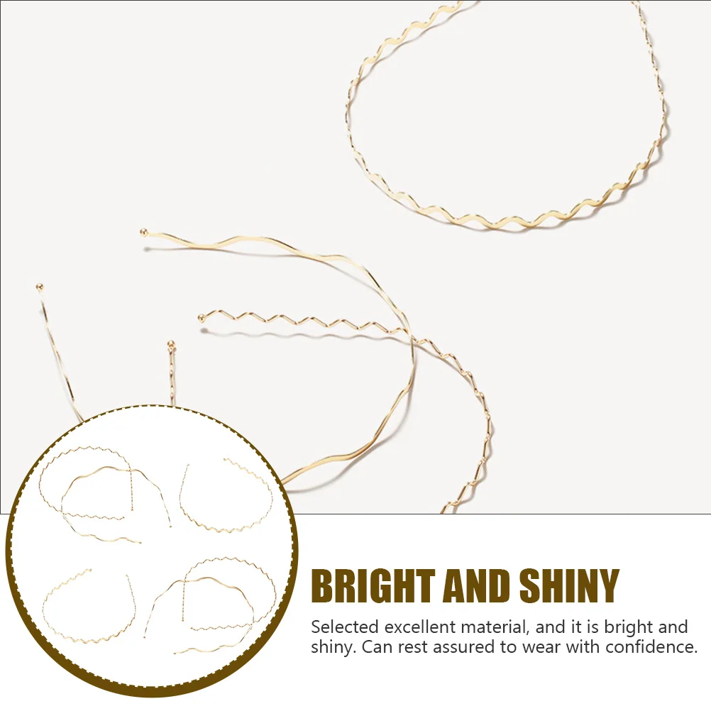 

6pcs Thin Metal Hairbands Women's Headband Accessories Creative Headdress Elegant Hair Decoration Bright Shiny Hoops Party Dance