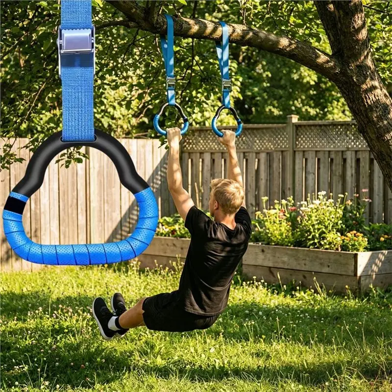 Multi-Function Wall Mounted Adjustable Fitness Rings Indoor Home Gym Equipment For Dips Stretching & Body Strength
