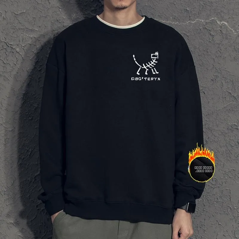 

Thiened Fce Hoodie Sweatirt Long Sve Crew Ne T-irt for Men Women Autumn Winter Faionable Prank Fun Dinosaur P...