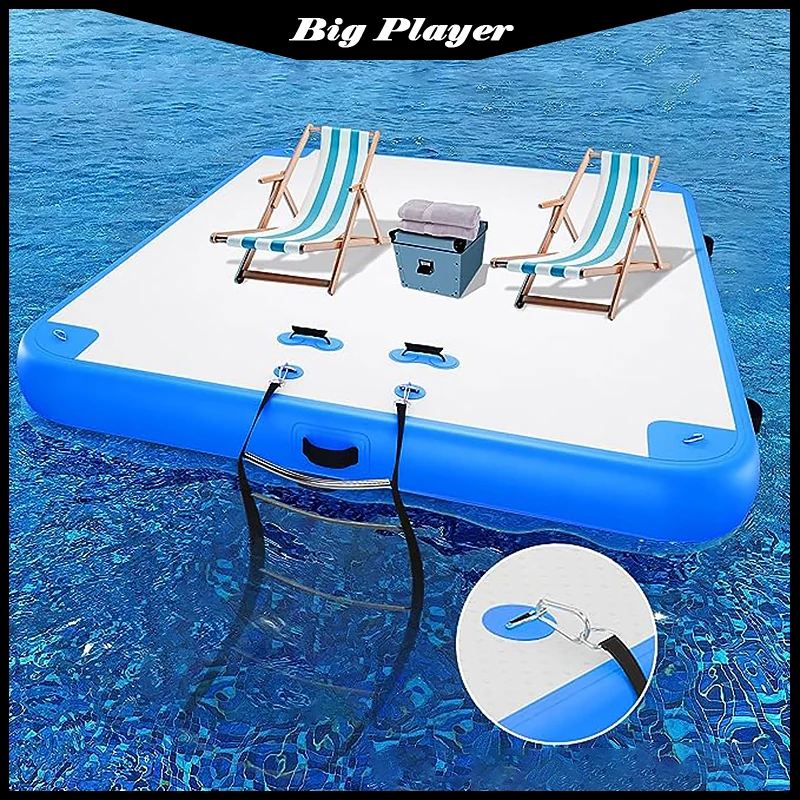 Plataforma de natación inflable flotante Ponton con isla de cojín de aire para yate acuático Marina