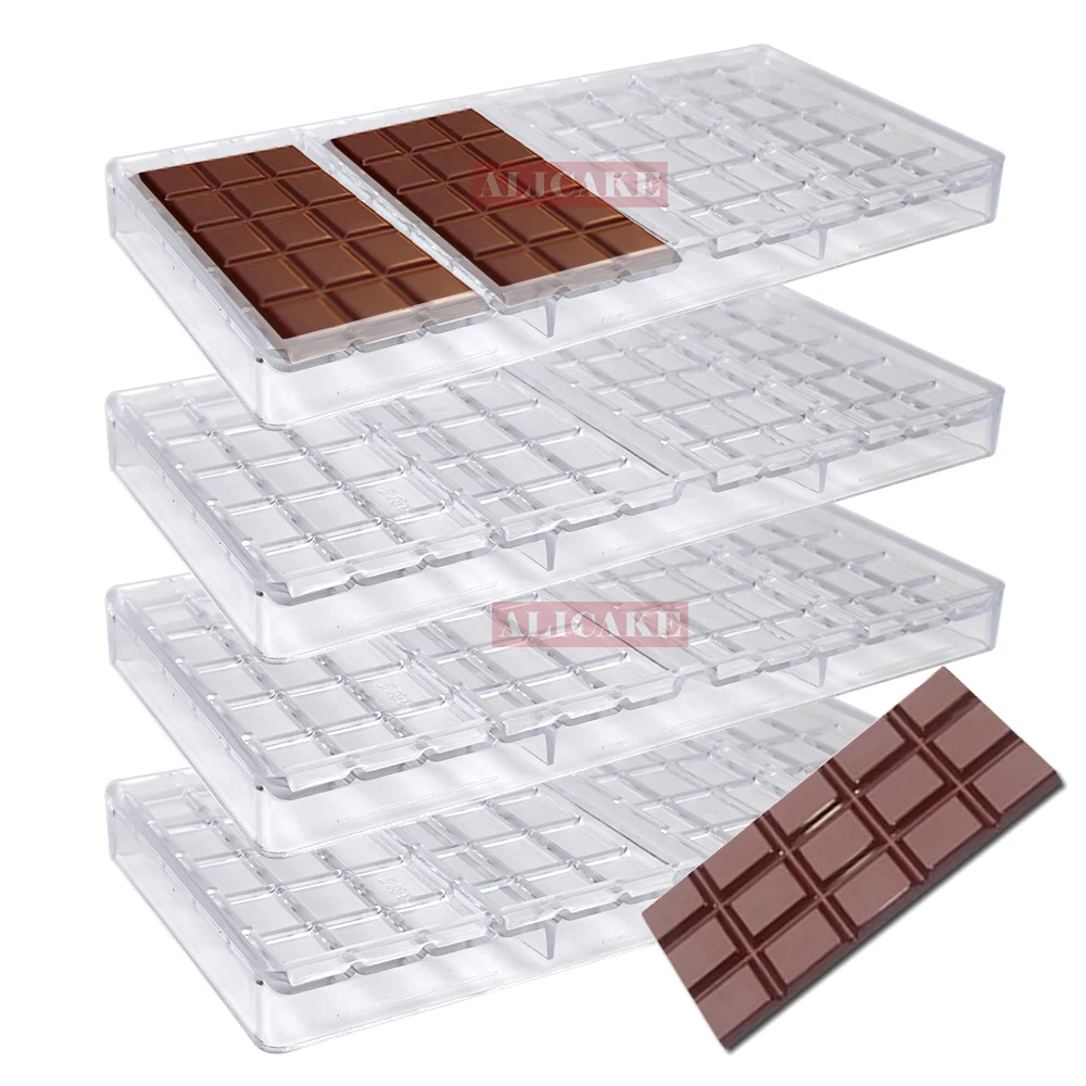 

4Pcs Set Polycarbonate Chocolate Molds Rectangle Candy Bar Shape Bonbons Mould Professional Baking Pastry Confectionery Tools