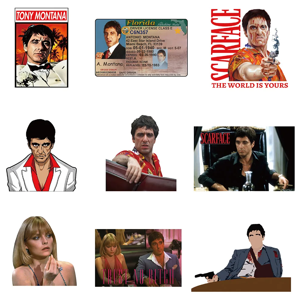 10/30/50pcs Classic Movie Scarface Stickers Cool Graffiti Motorcycle Laptop Skateboard Waterproof PVC DIY Sticker Decal Toy Gift