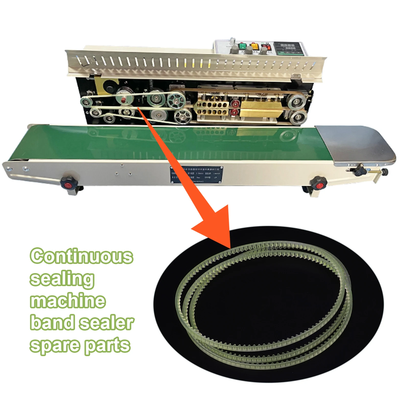 20pcs/lot Gear Belt Tooth Belt Spare Part for FR-900 Continuous Sealing Machine Band Sealer Tools 410mm 420mm 428mm 598mm 678mm