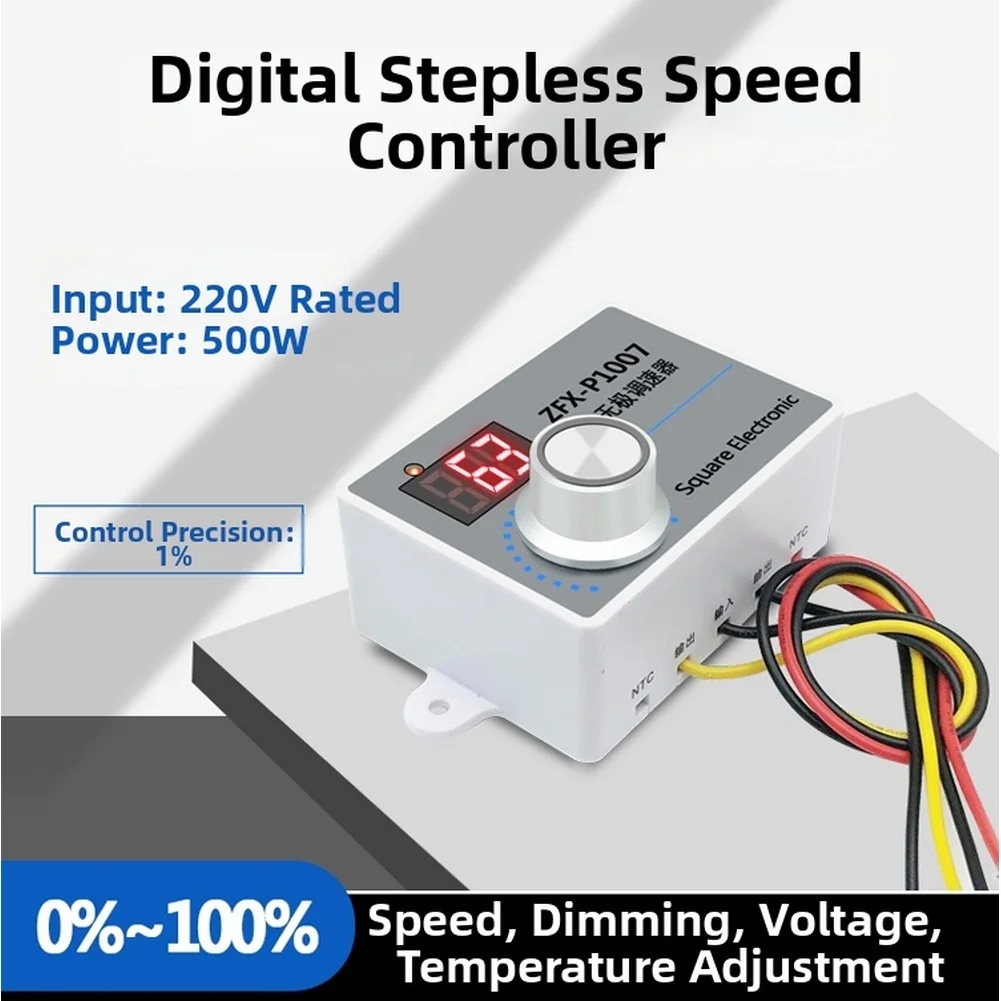 220V AC Speed Controller for Single Phase Motor Fan Dimmer with Digital Display and Encoder Minimum Output Setting