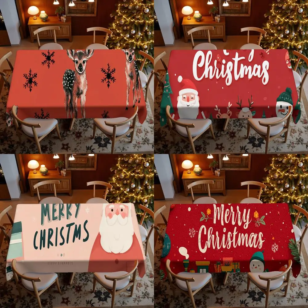 

Скатерть с оленем и снежинкой, ресторанная кухонная скатерть, украшение для гостиной, дома, прямоугольное украшение для вечеринки