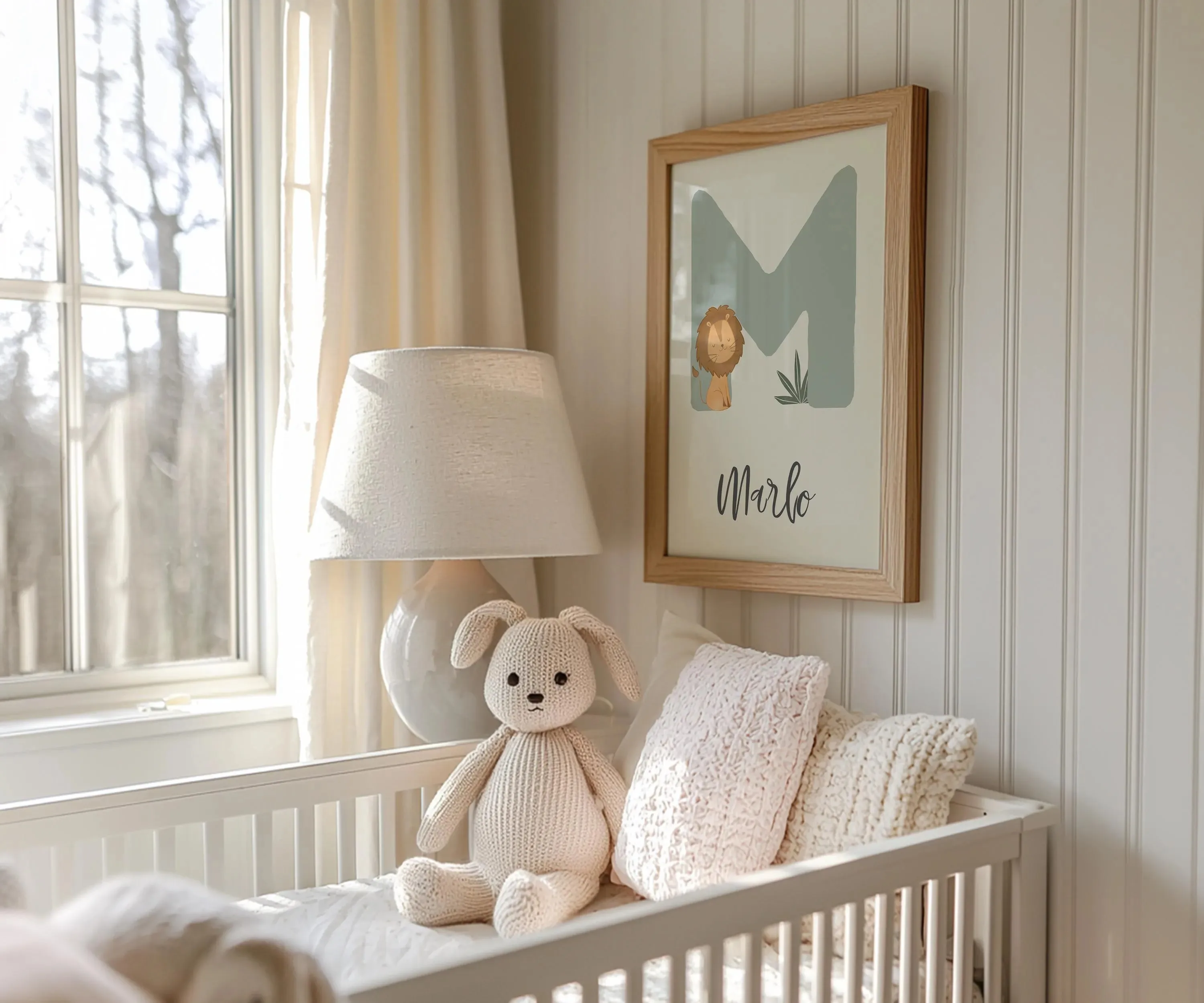 3pcs/set Custom Safari Nursery Canvas Poster Baby Initials Lion Zebra & Giraffe Animal Wall Art Poster for Modern Home Decor image 2