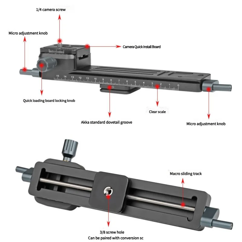 XILETU LCB-20M التصوير ماكرو دليل السكك الحديدية 1 مللي متر تعديل لكاميرات DSLR ترايبود Ballhead Arca RRS رافعة المشبك متوافق