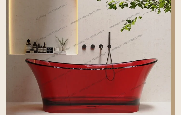 Darwin transparent resin color crystal bathtub oval freestanding one-piece double bathtub bubble pool