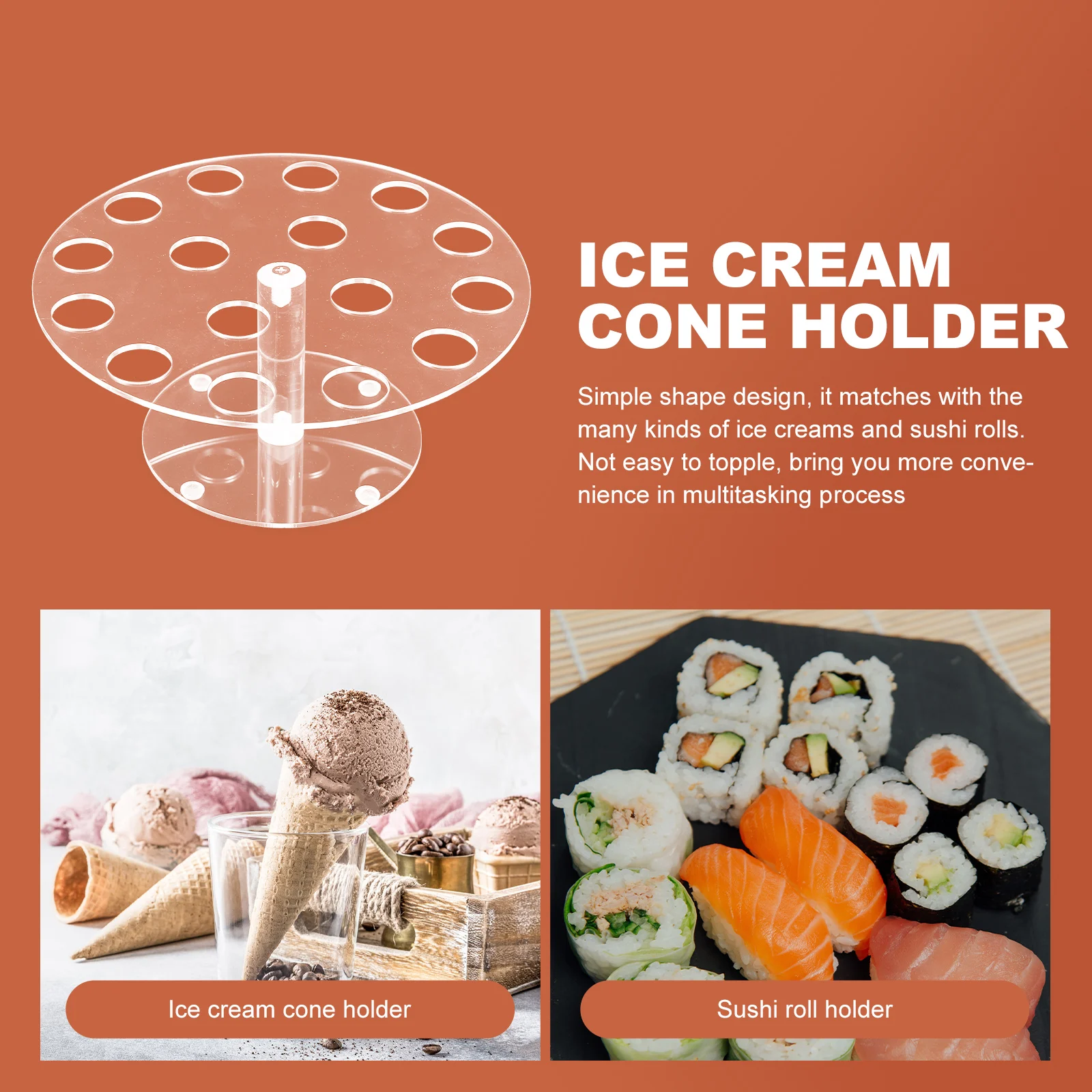 

Acrylic Ice Ice Cream St Holder Clear Display St for Dessert Sushi Rack Cone Holder White Style Stable Base