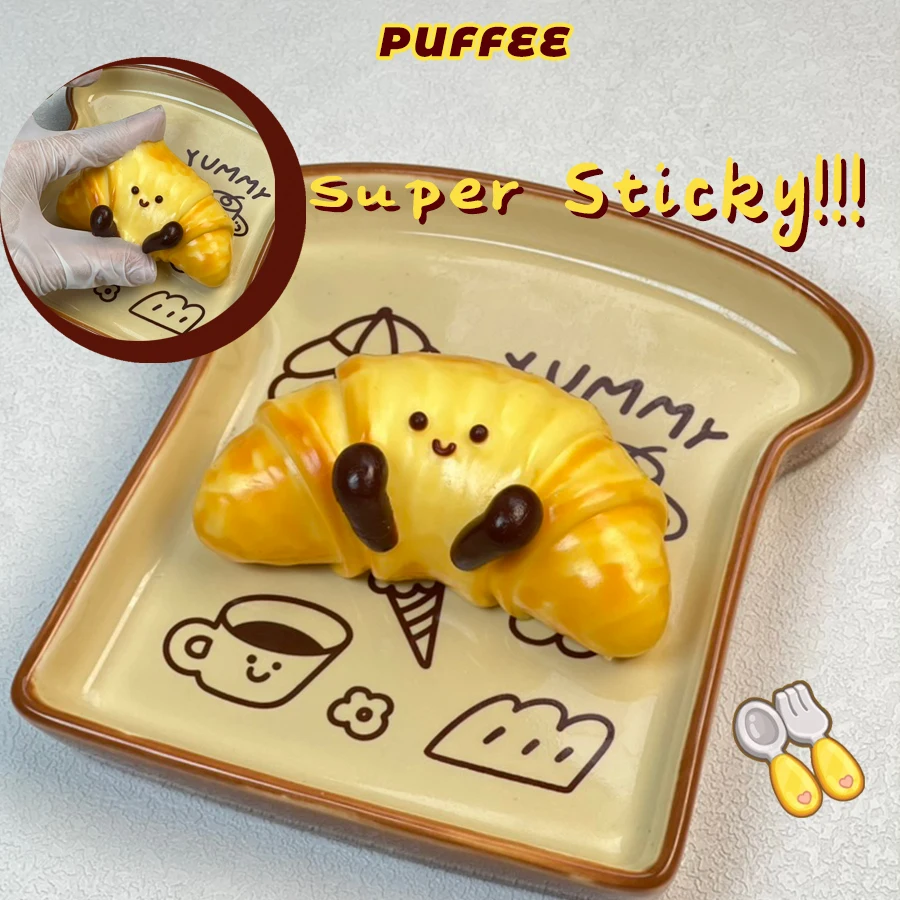 Croissant Squishy Taba in silicone alimentare, giocattolo morbido e cremoso fatto a mano, antistress per lezioni di ufficio, regalo di Pasqua di Natale