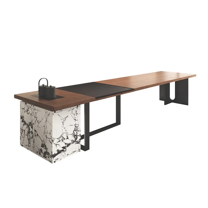 New Chinese solid wood tea table and chair combination modern high-end home living room office reception tea table high-end