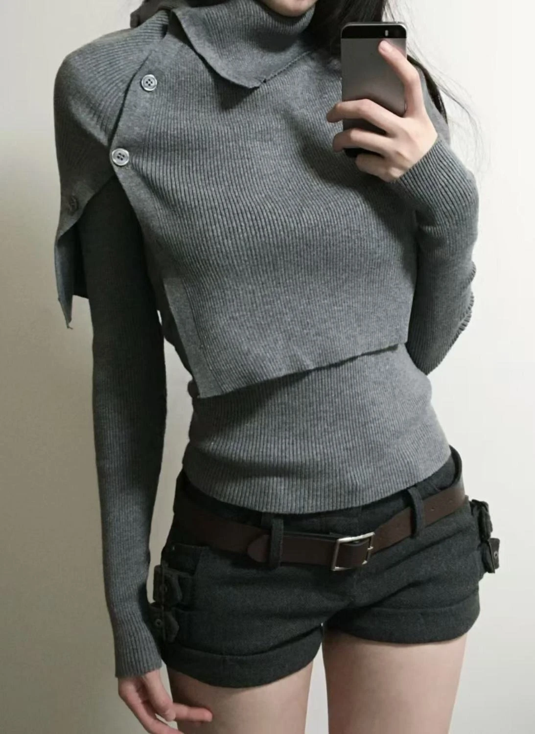 Maglione subcultura vintage casual da donna dolcevita a maniche lunghe pullover lavorato a maglia + scialle set da due pezzi Y2K abbigliamento Antumn