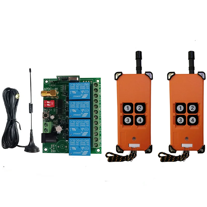 3000M 433MHz Industrial DC 12V 24V 36V 4CH 4 CH RF Wireless Remote Control OverheadTravelling Crane System Receiver Digital Key