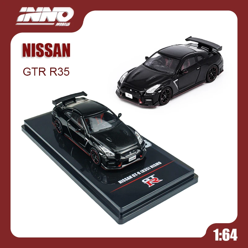 INNO 1:64 NISSAN GTR R35 Black Alloy Car Model Exquisite Collection Ornament
