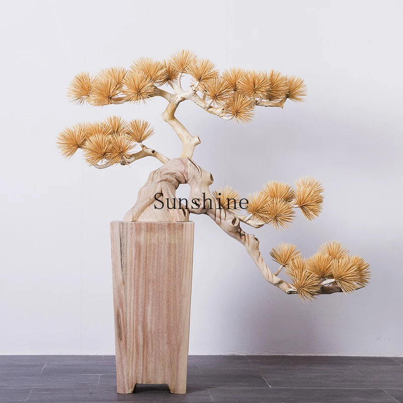 

Simulation welcome pine floor ornament new Chinese model room art installation
