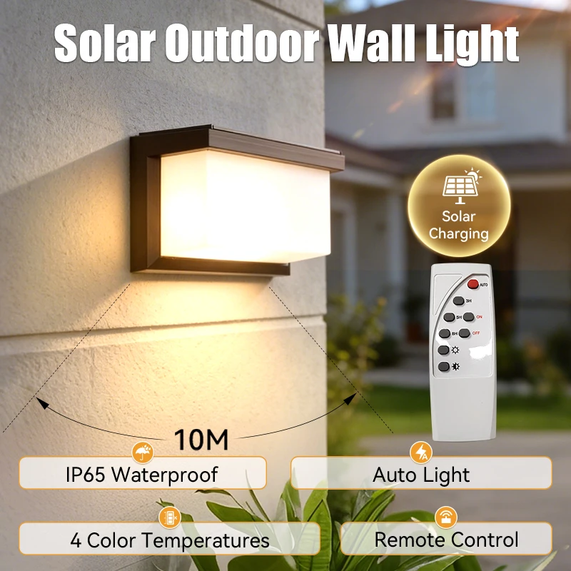Solar Outdoor Wall Light Solar Wall Porch Lamp 4 Modes Street Waterproof Lamp Lighting For Garden Street Landscape Balcony