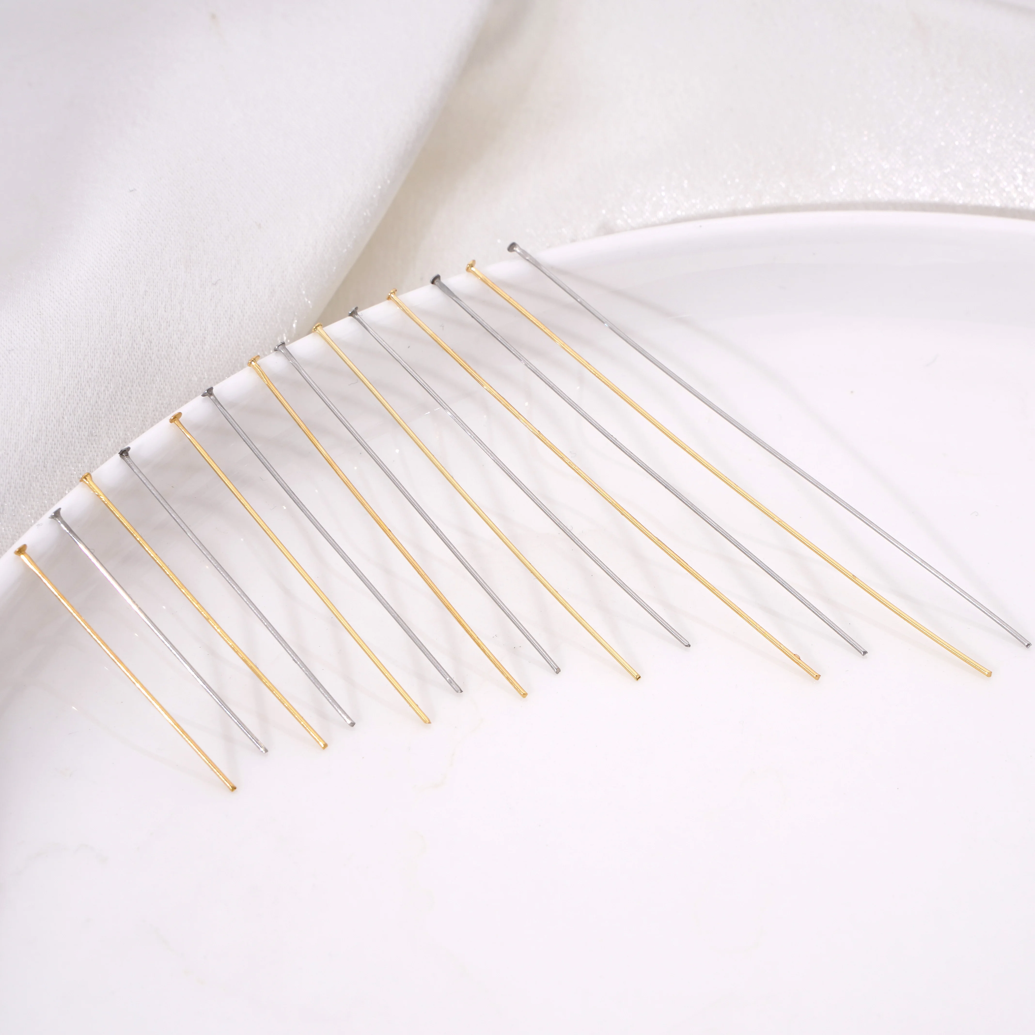 Stainless Steel T-shaped Flat Head Pins 50-100pcs/lot Gold/Rhodium Color Flat Head Pins For Jewelry Making DIY Earrings Material