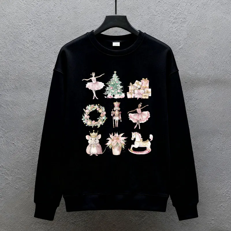 بلوزات كسارة البندق المائية قميص طويل الأكمام الأسرة عيد الميلاد الزي احتفالي الجرافيك المحملة عيد الميلاد طاقم النساء الطالبات